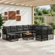Set di divani da esterno 11 pz Nero e Grigio scuro polyrattan 3437623