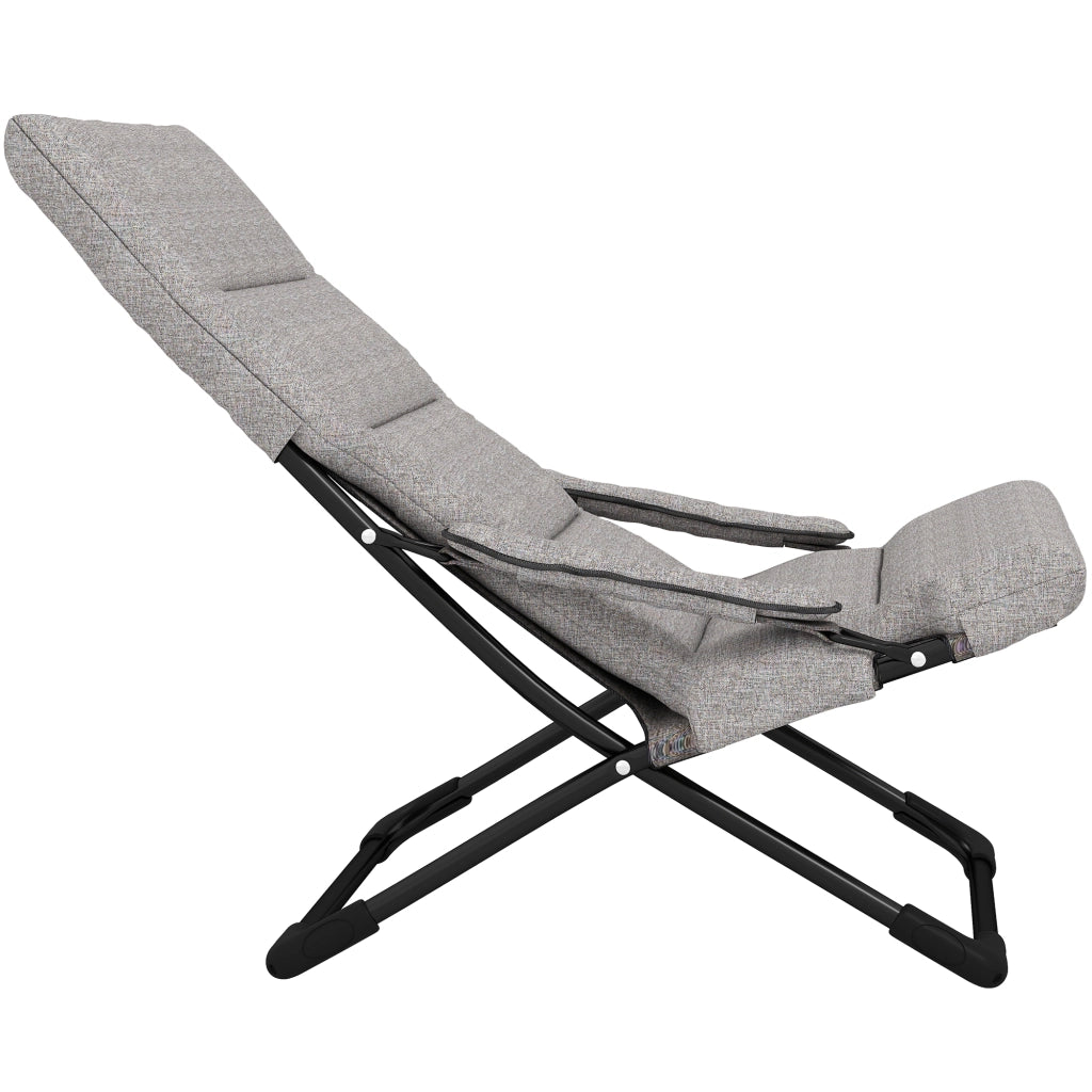 Sedia pieghevole da giardino con cuscino e braccioli ¨C zephmum ¨C grigio