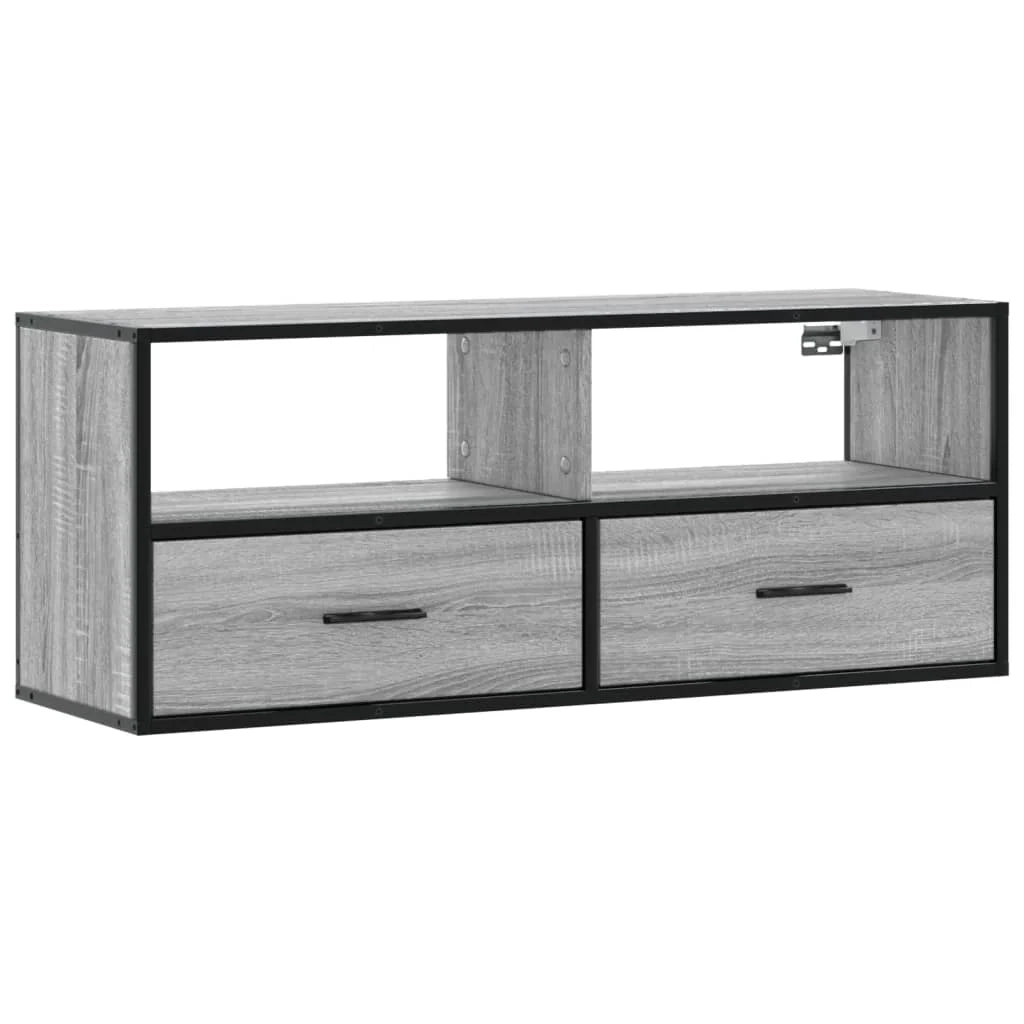 Mobile TV multimediale mensola TV credenza mobile TV sala da pranzo soggiorno camera da letto Sonoma 100 x 31 x 39,5 cm legno ingegnerizzato e metallo grigio 02_0028320