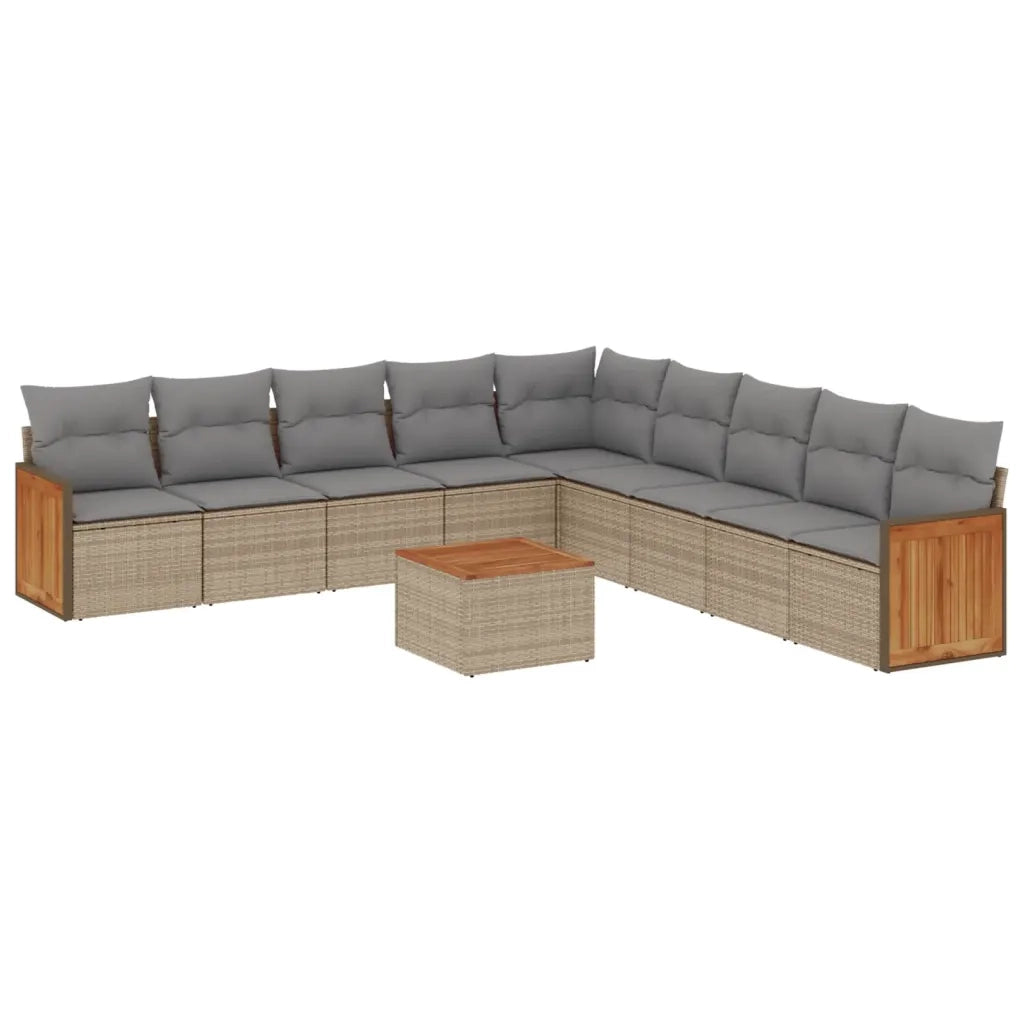 Set Divano da Giardino 10 pz con Cuscini Beige in Polyrattancod mxl 113439