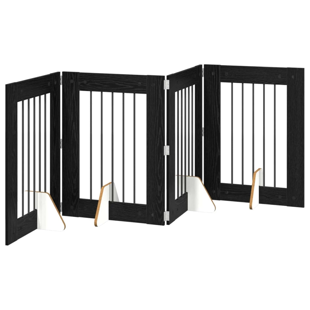 Cancello per cani con supporti 4 pz Rovere Nero 60 x 80 cm CFW6590017