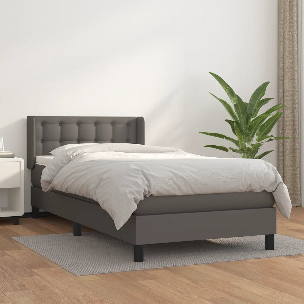 Giroletto a Molle con Materasso-Struttura Letto Grgio 80x200 cm in Similpelle 224997