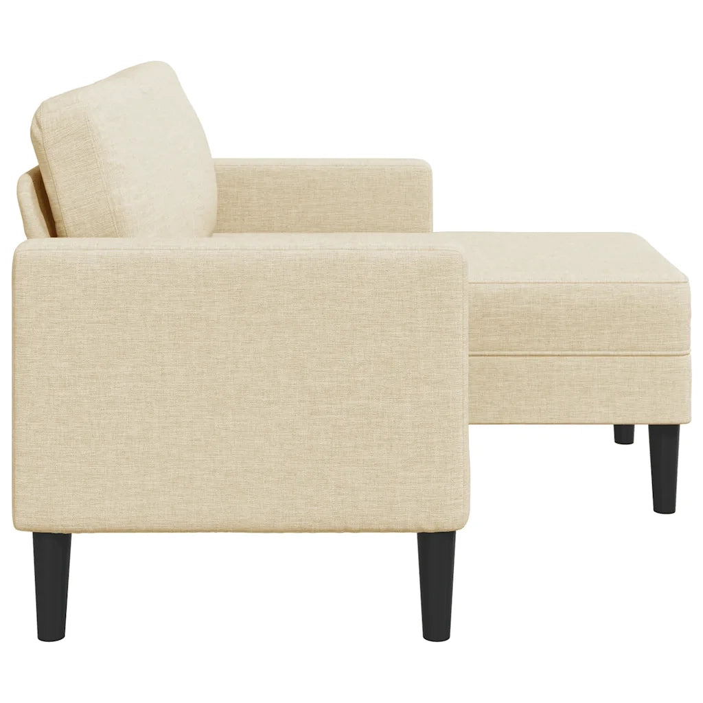 Divano 2 Posti con Chaise longue a L Crema 125 cm in Tessuto 4107065