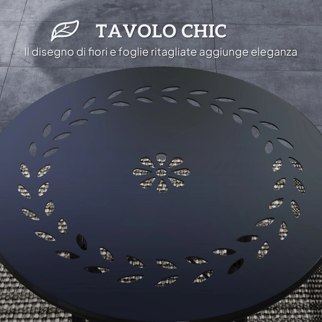 Tavolino da Giardino in Polyrattan ¨C Zephmum ¨C Nero ?40x50 cm