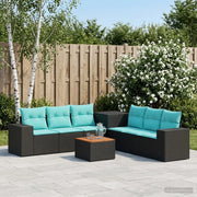 Set di divani 8 pz Nero e Blu Rattan sintetico e Acciaio 3448484