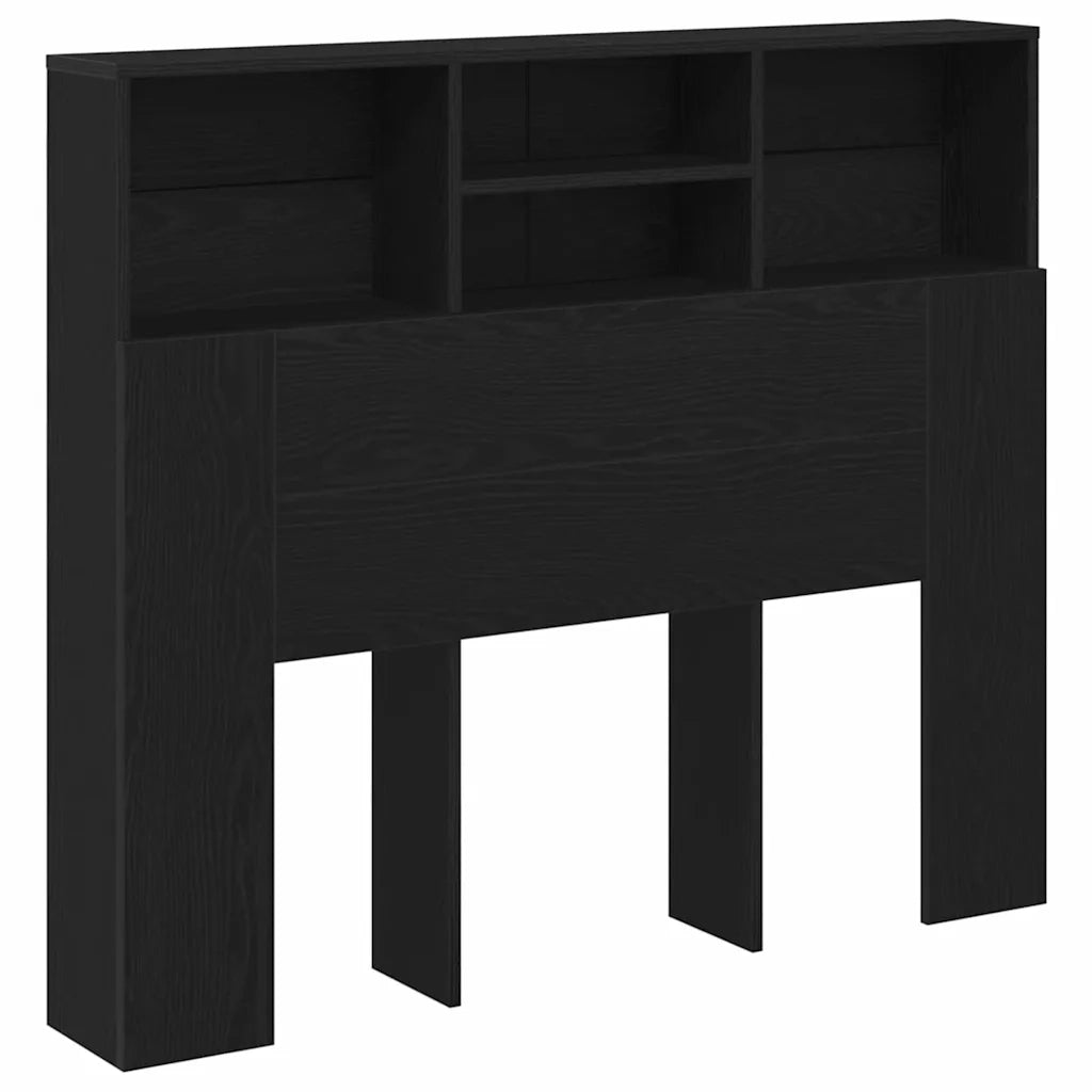 Testata del letto-Testiera con Contenitore Rovere Nero 120 x 19 x 103,5 cm