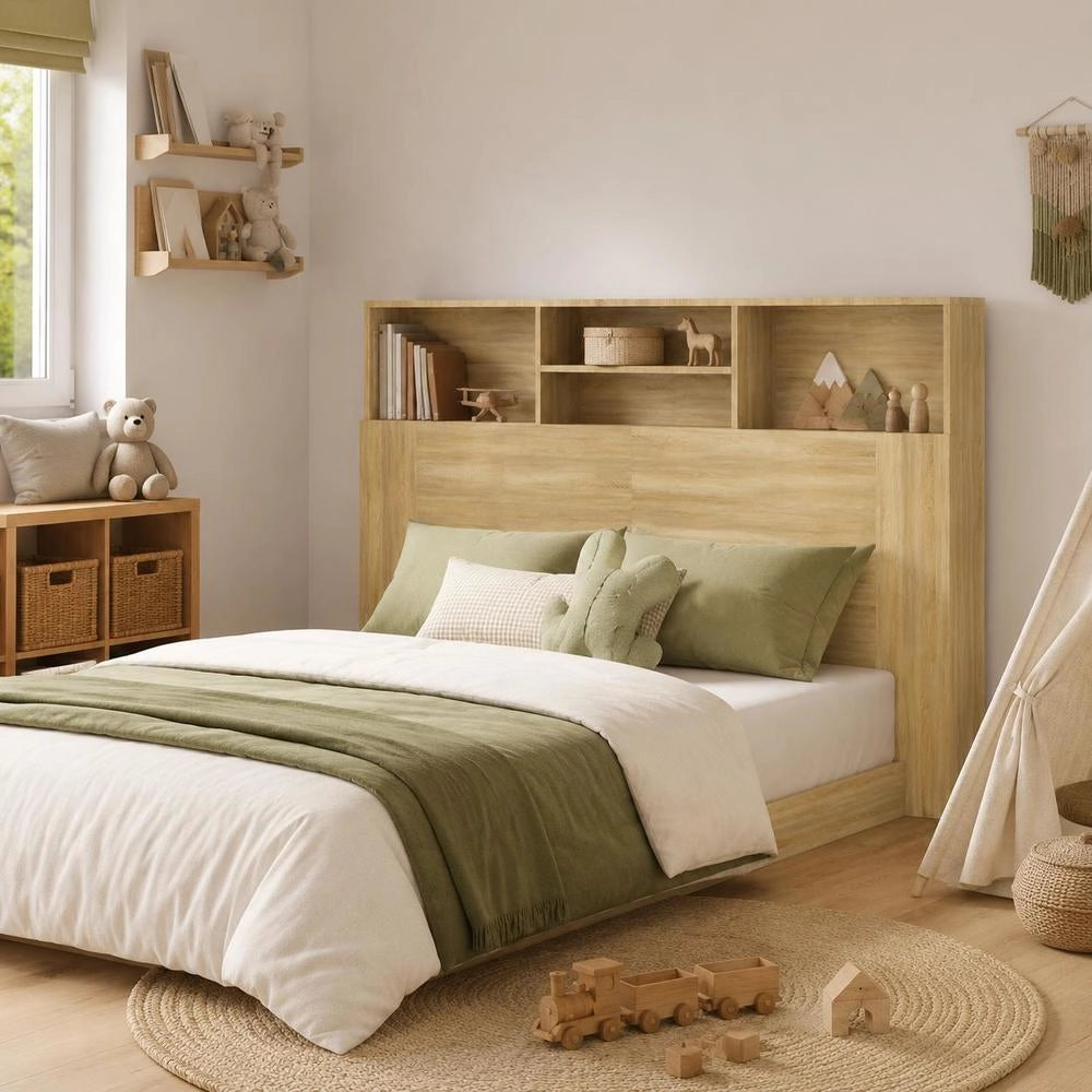 Bed Headboard With Shelves, Sonoma Oak, 160x19x103.5 Cm