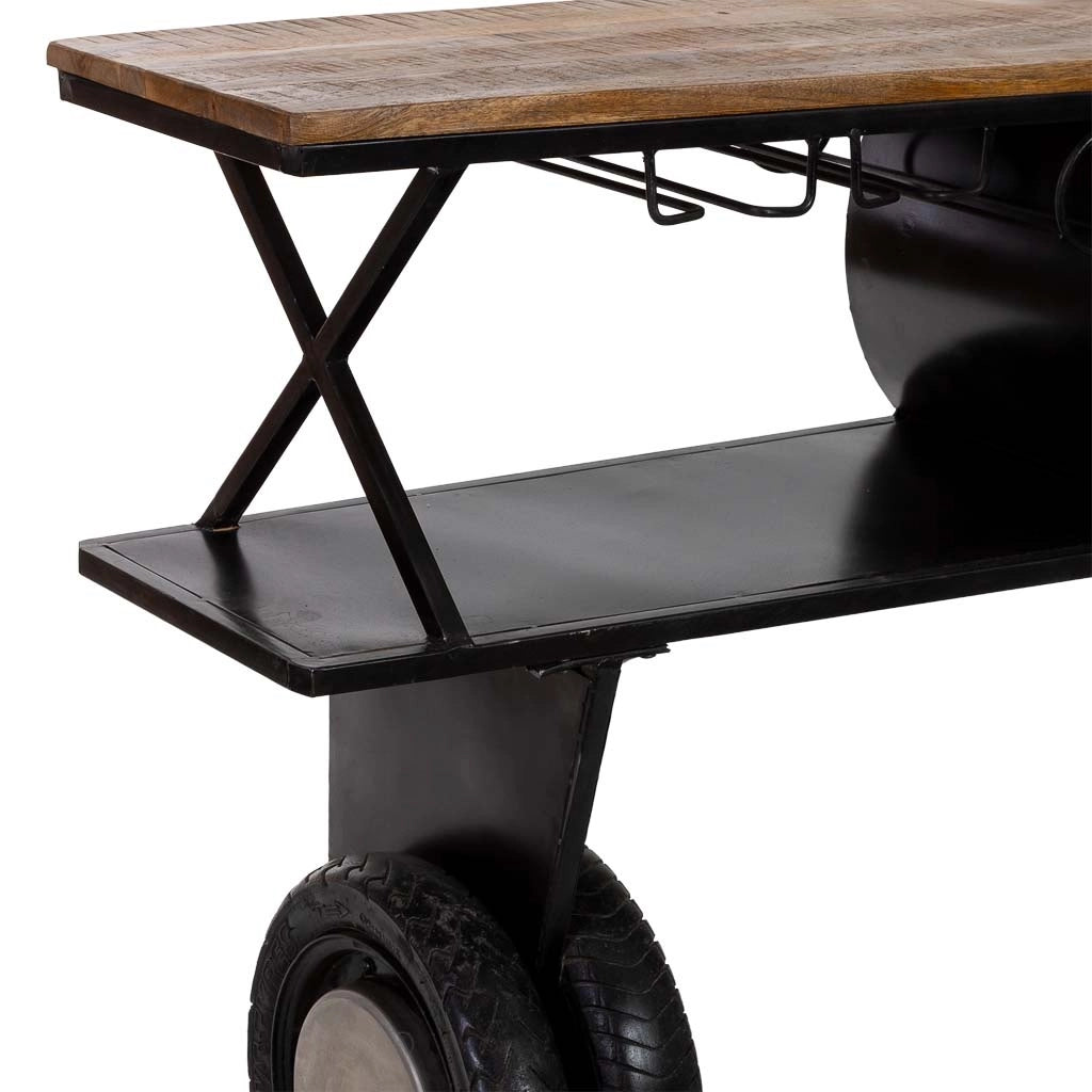 Mobile bar portabottiglie con ruote nero 180x58x98h cm