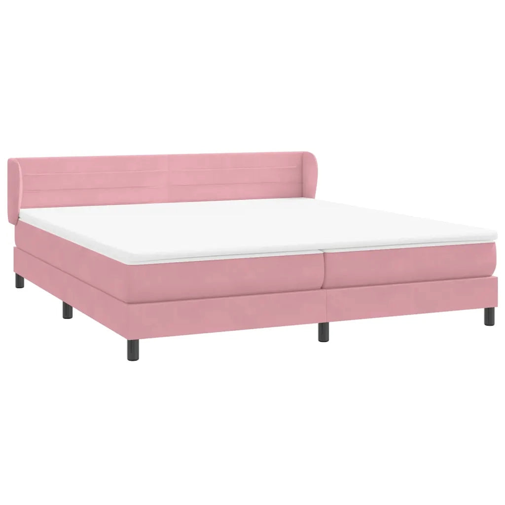 Giroletto a Molle con Materassi Rosa 180x210 cm in Velluto 3317624