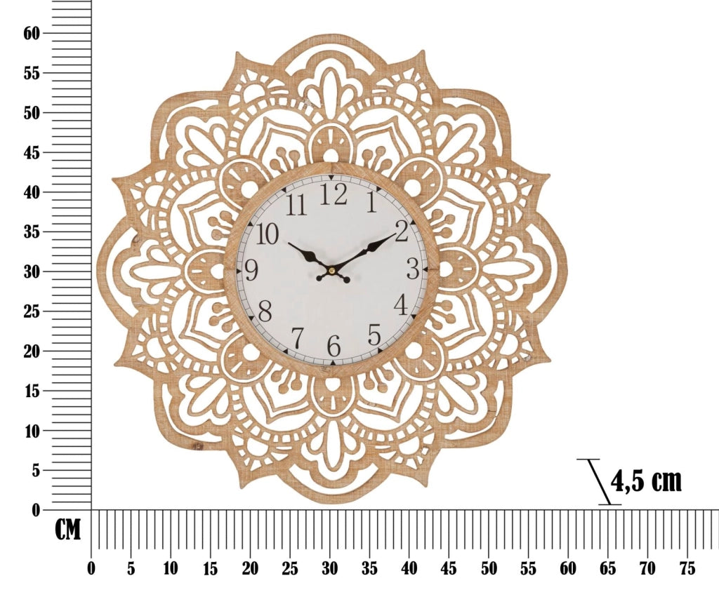 Orologio da Muro Carving Ø 60x4,5 cm in Rattan