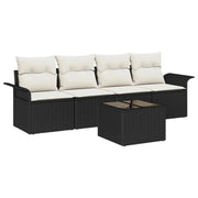 Set Divano da Giardino 5 pz | Set Salotto da Giardino Nero e Crema polyrattan