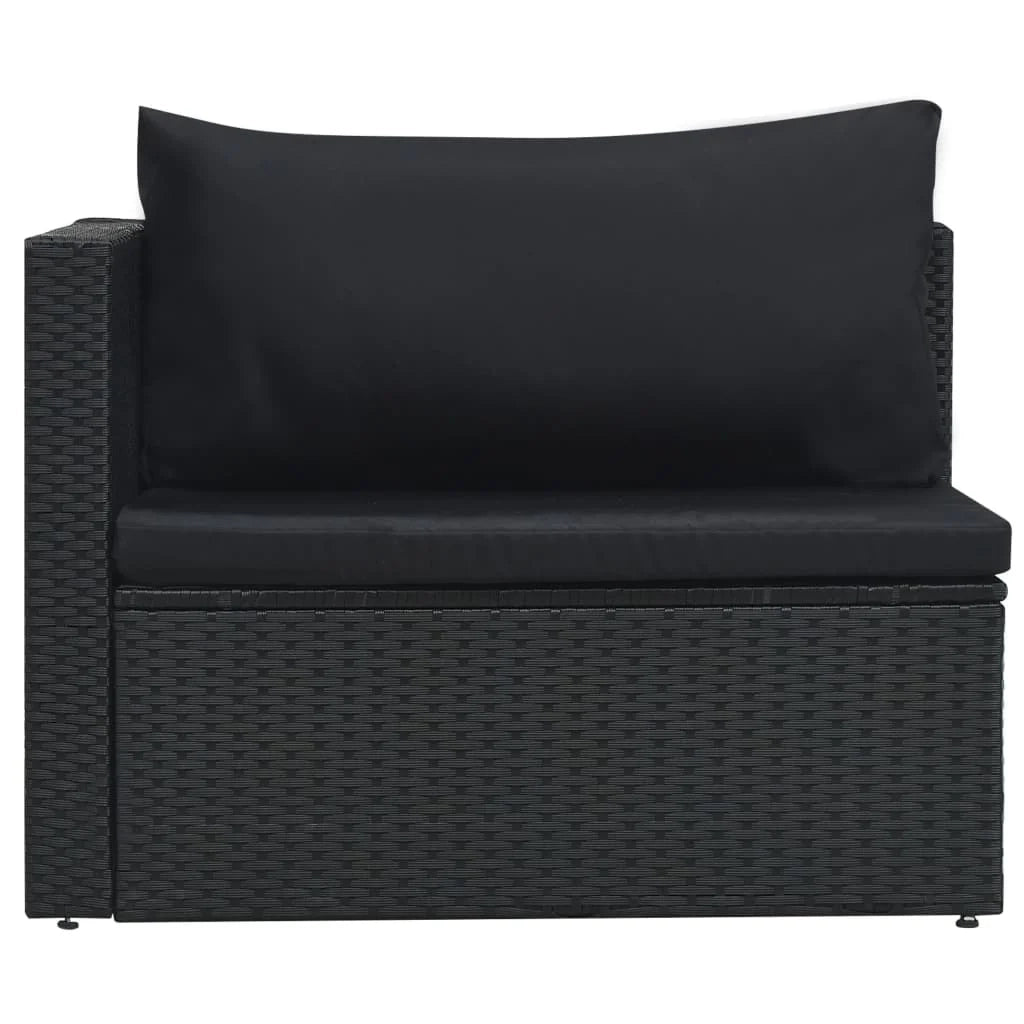 Mobili da giardino mobili da esterno Set di mobili da 5 pezzi con cuscini in resina intrecciata nera 02_0016474