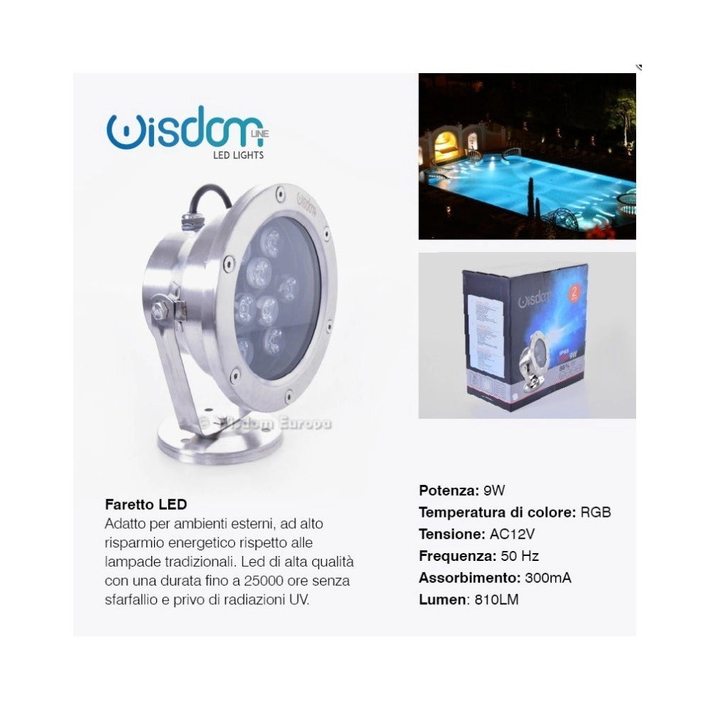 Trade Shop - Faretto Spot Light Per Esterno Da Giardino 9 Watt Luce Calda Fredda Verde Rgb -