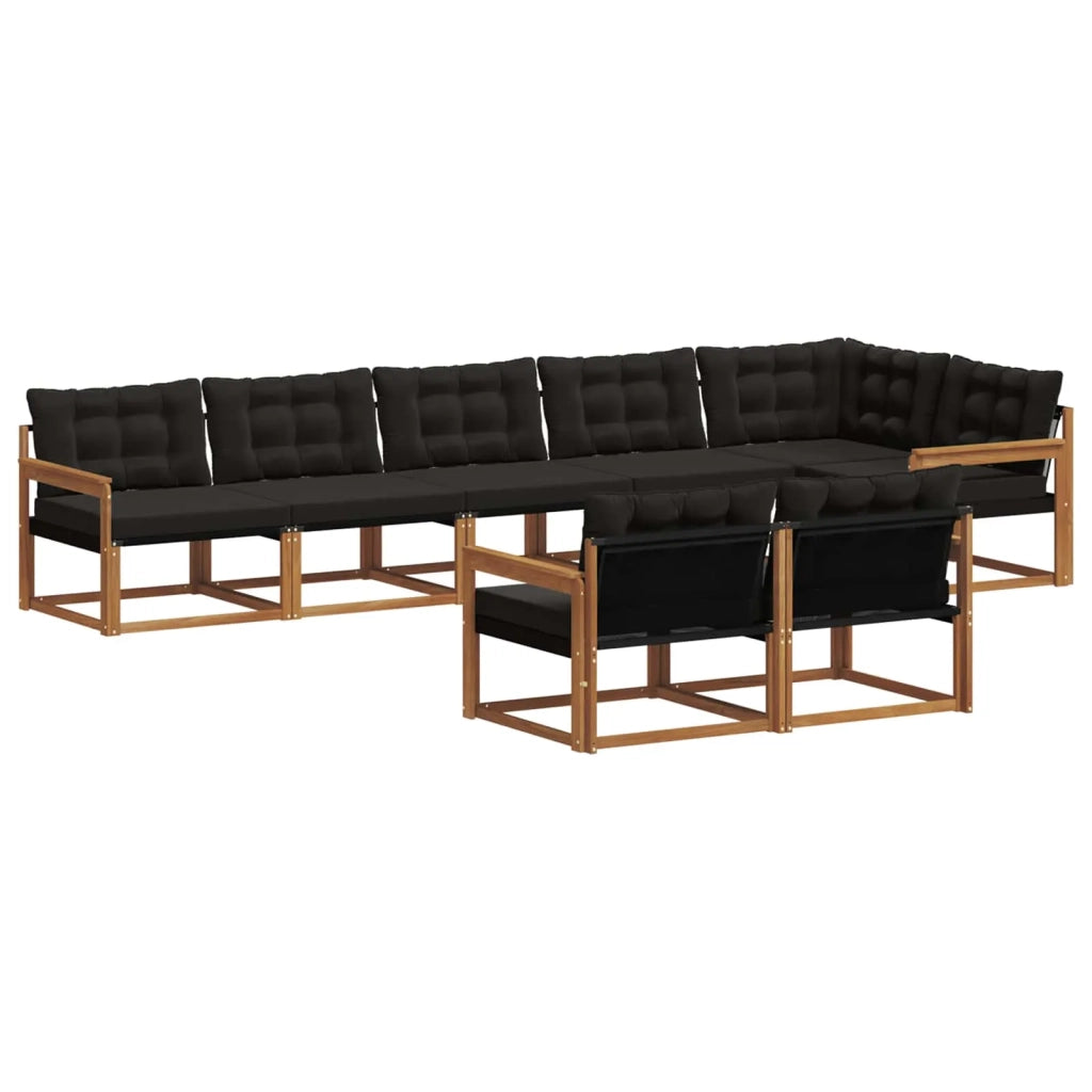 Set di divani da esterno con cuscino 8 pcs Naturale e Nero 3369571