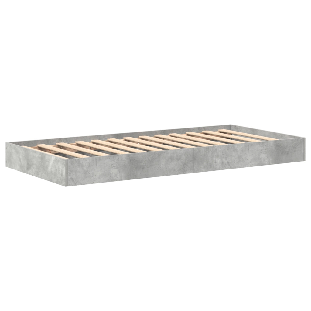 Letto con Libreria Grigio Calcestruzzo 75x190 cm in Legno Ingegnerizzato