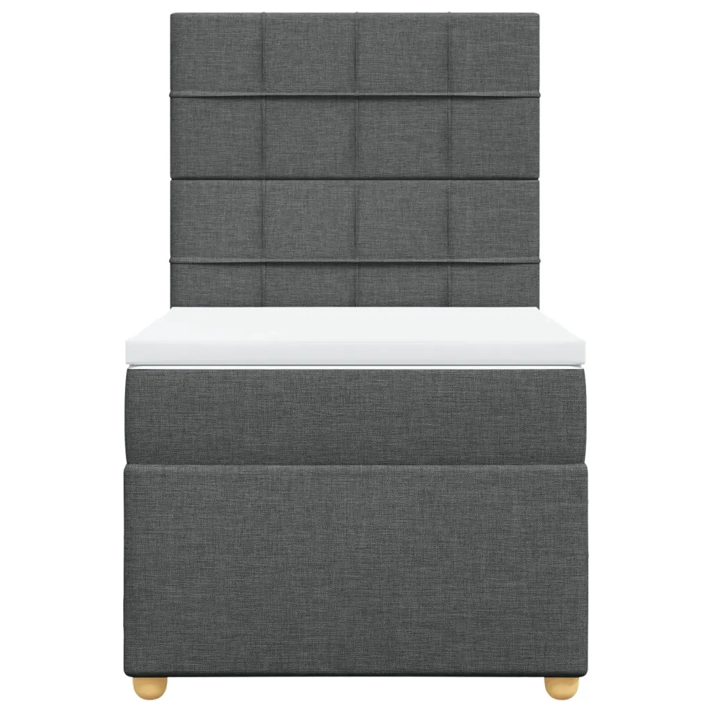 Giroletto a Molle con Materasso Grigio Scuro 100x200 cm Tessuto
