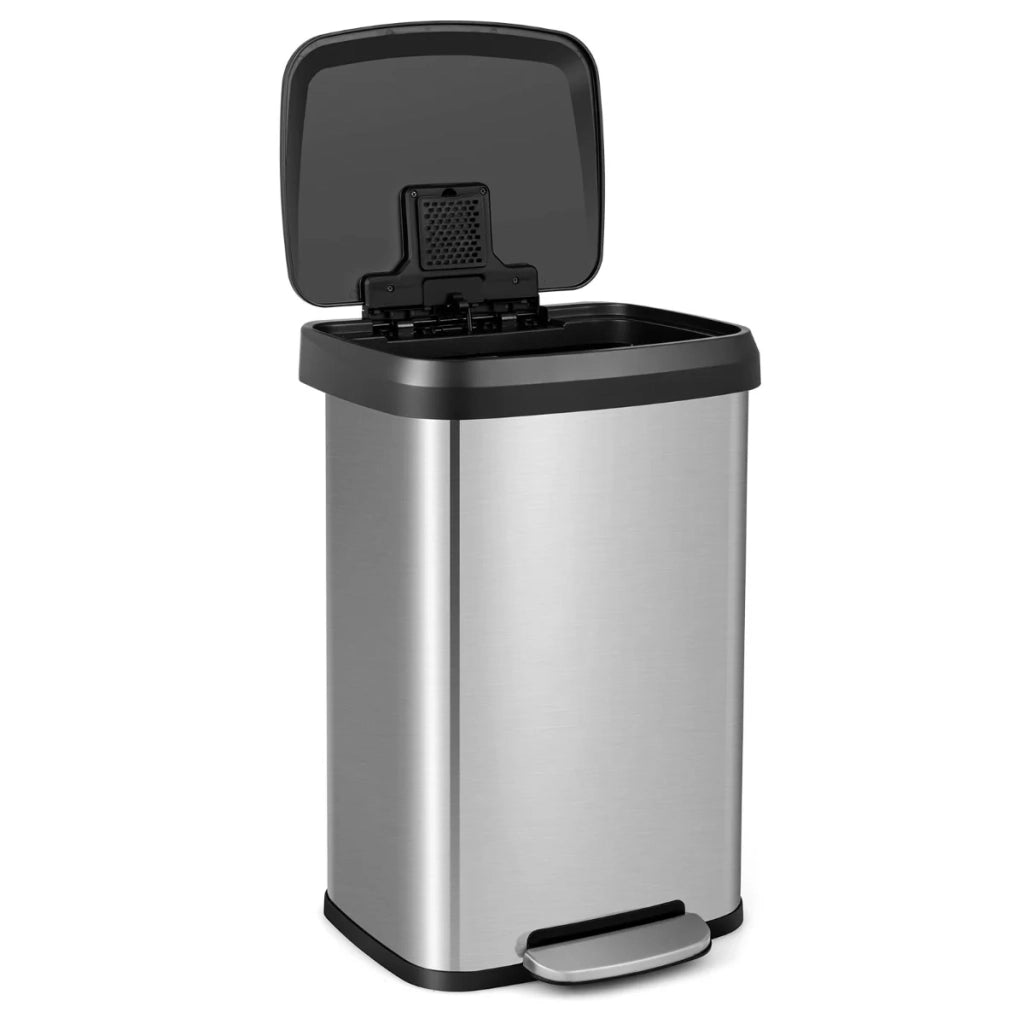 Pattumiera a pedale da 50 litri 41 x 39 x 61 cm grande capacità design moderno acciaio inox argento 20_0017329