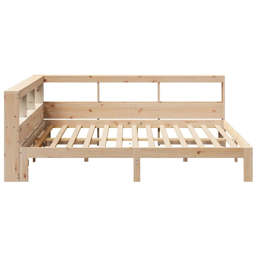 Letto Libreria senza Materasso-Struttura Letto contenitore 160x200 cm in Legno di Pino 738379