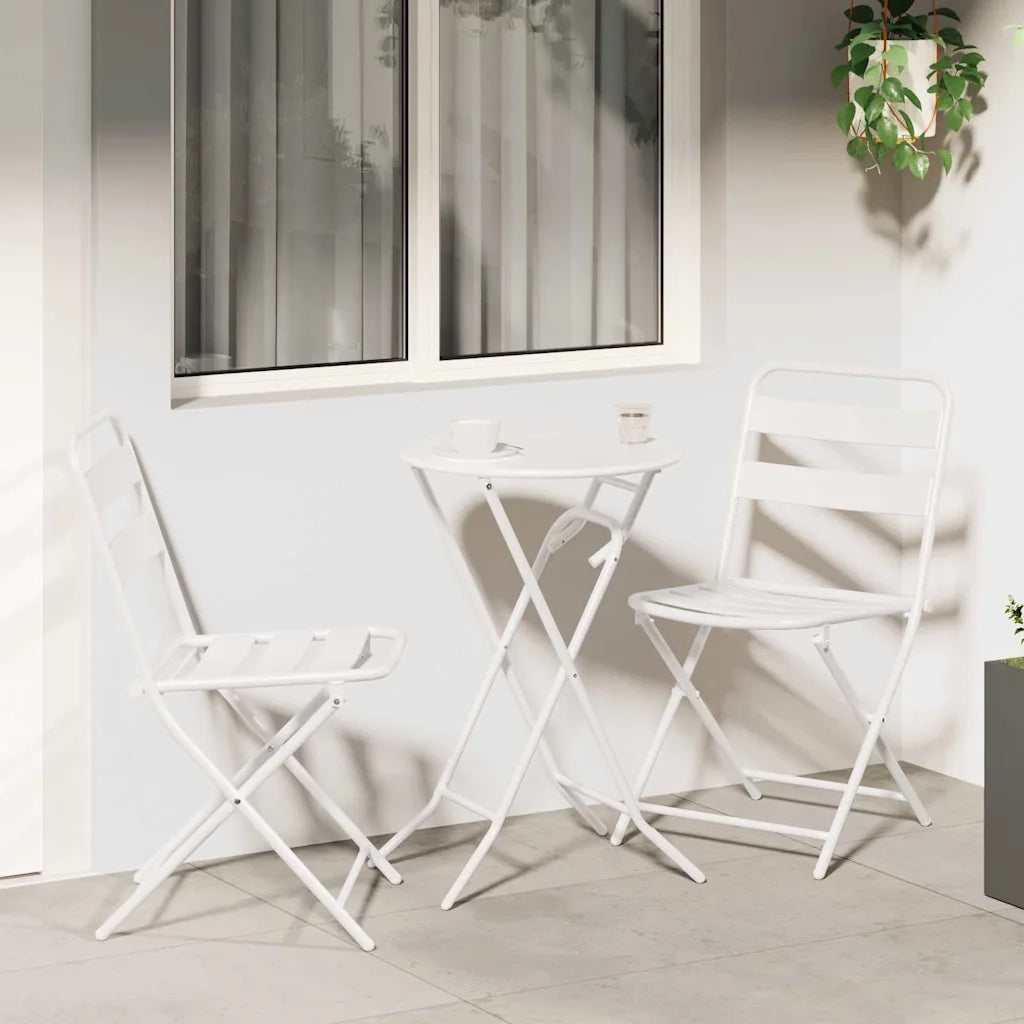 Set Bistro da Giardino 3 pz | Set Salotto da Giardino Bianco Acciaio