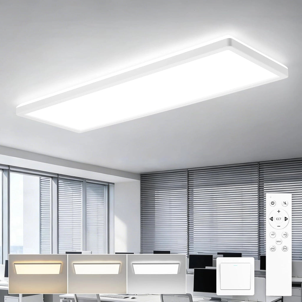 ZMH LED Pannello Soffitto Piatto Dimmabile con Telecomando Bianco Rettangolare Luce Diurna per Corridoio Soggiorno