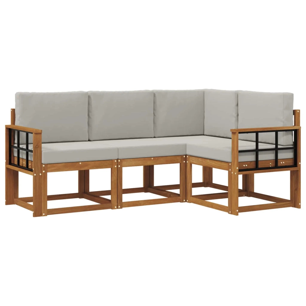 Set di divani da esterno 4 pcs Grigio Naturale e Chiaro