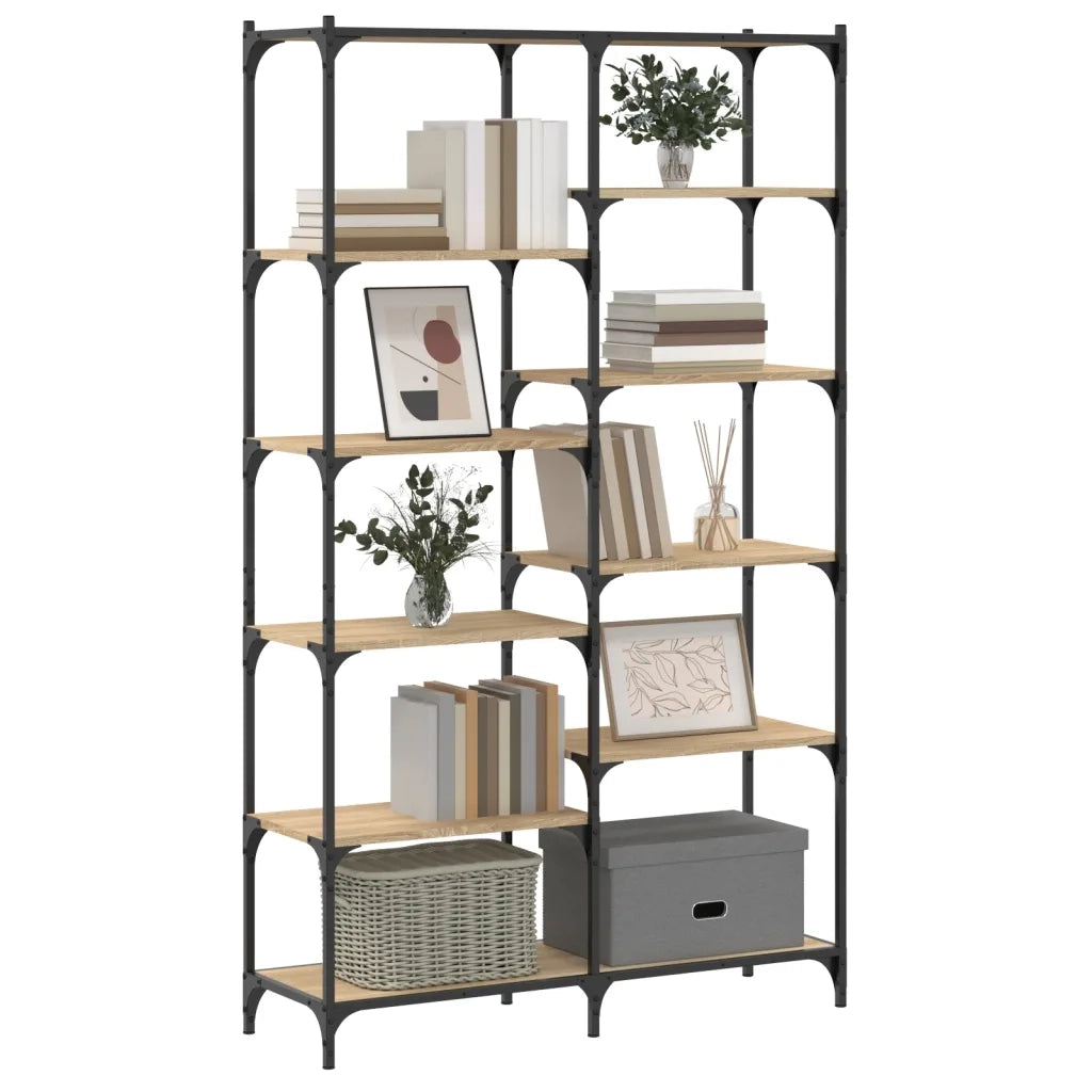Libreria-Scaffale per Libri-Mobile di Stoccaggio Rovere Sonoma 100x32x170 cm Legno Multistrato e Ferro