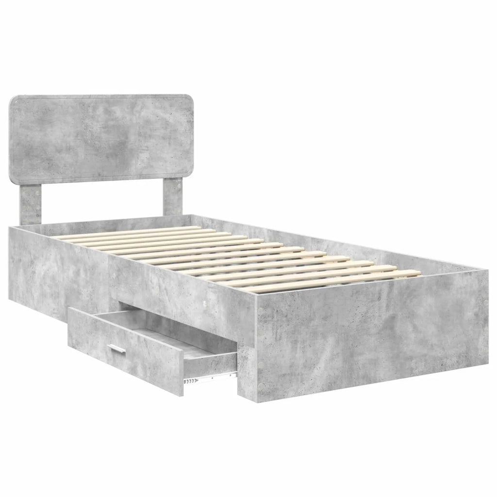 Struttura del letto con testiera-Giroletto con Testiera Grigio cemento 100 x 200 cm 656064