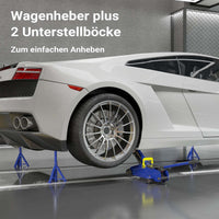 set cric sollevatore + 2 cavalletti max 2t altezza regolabile