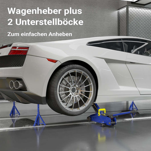 set cric sollevatore + 2 cavalletti max 2t altezza regolabile