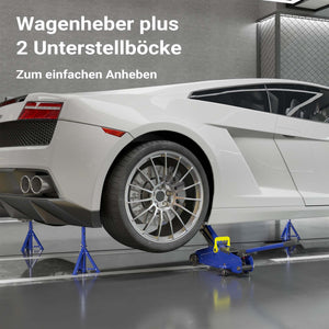 set cric sollevatore + 2 cavalletti max 2t altezza regolabile