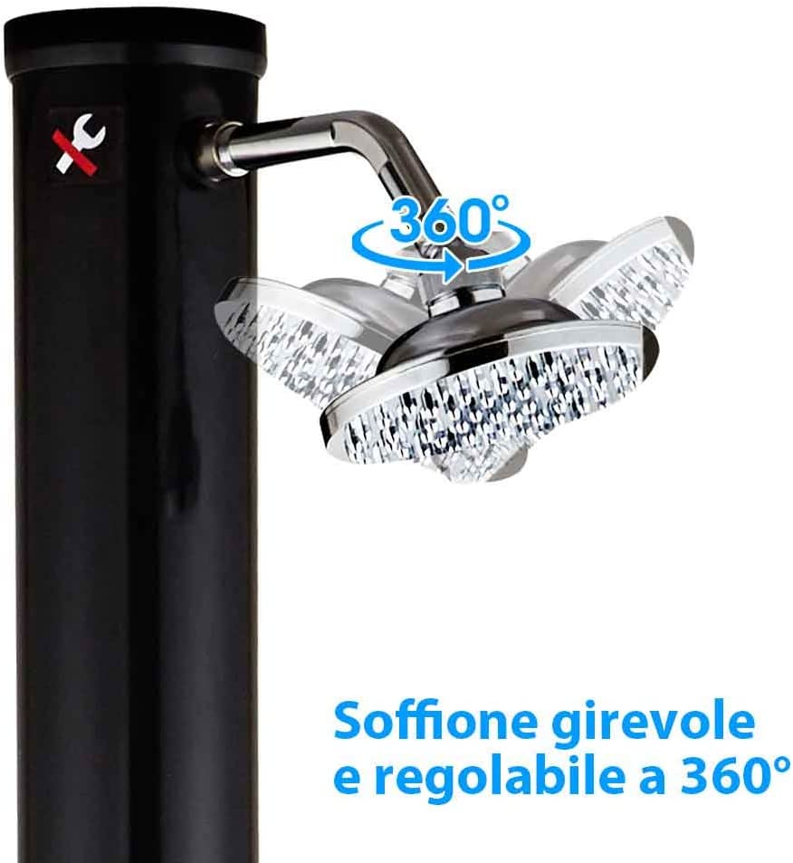 Doccia Solare Giardino Piscina Esterno 35Lt Lava Piedi Miscelatore Campeggio