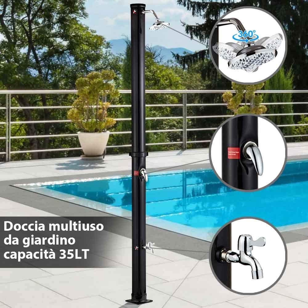 Doccia Solare Giardino Piscina Esterno 35Lt Lava Piedi Miscelatore Campeggio