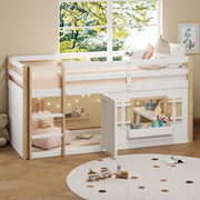 Letto a Castello Bambino 90x200cm - Xylo - Soppalco con Armadio-Scala, Bianco