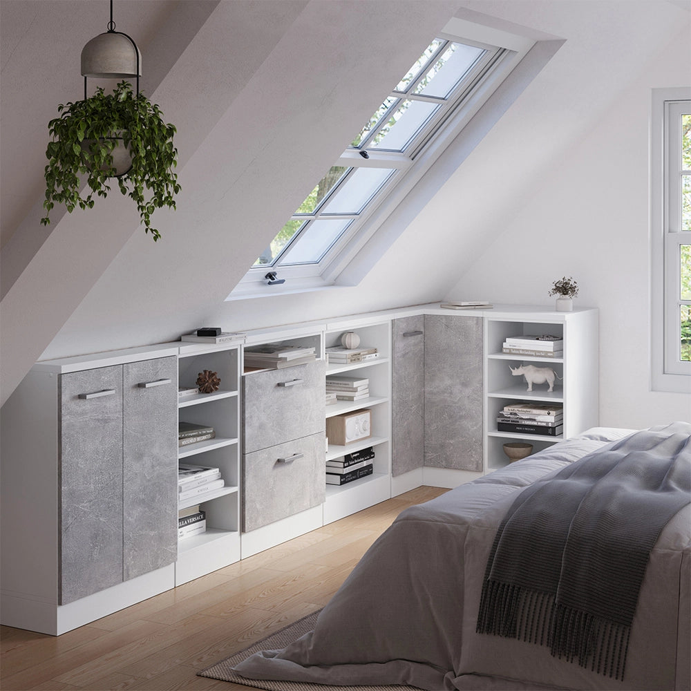 Mobile sottotetto Rion Bianco/Bianco 60 x 83.8 cm con 4 scomparti Vicco