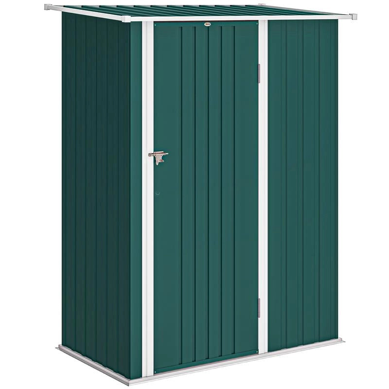 CAPANNO PORTA ATTREZZI IN METALLO CON TETTO INCLINATO E PORTA BLOCCABILE, 142X86X189 CM, VERDE