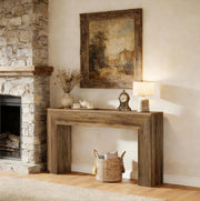 Tavolo consolle rustico in MDF marrone; piano 160 x 30 cm