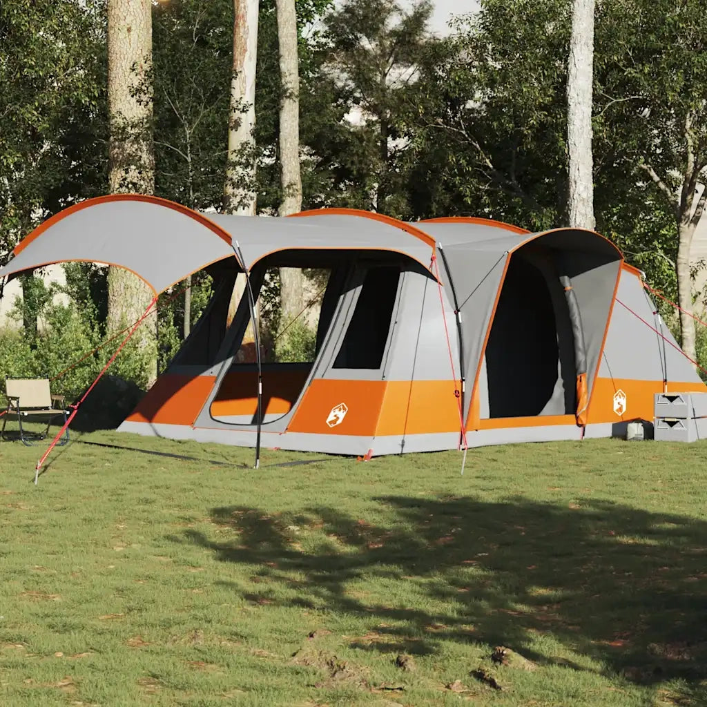 Tenda da Campeggio a Tunnel per 5 Persone-Tenda per Escursionismo Grigio e Arancione 958152