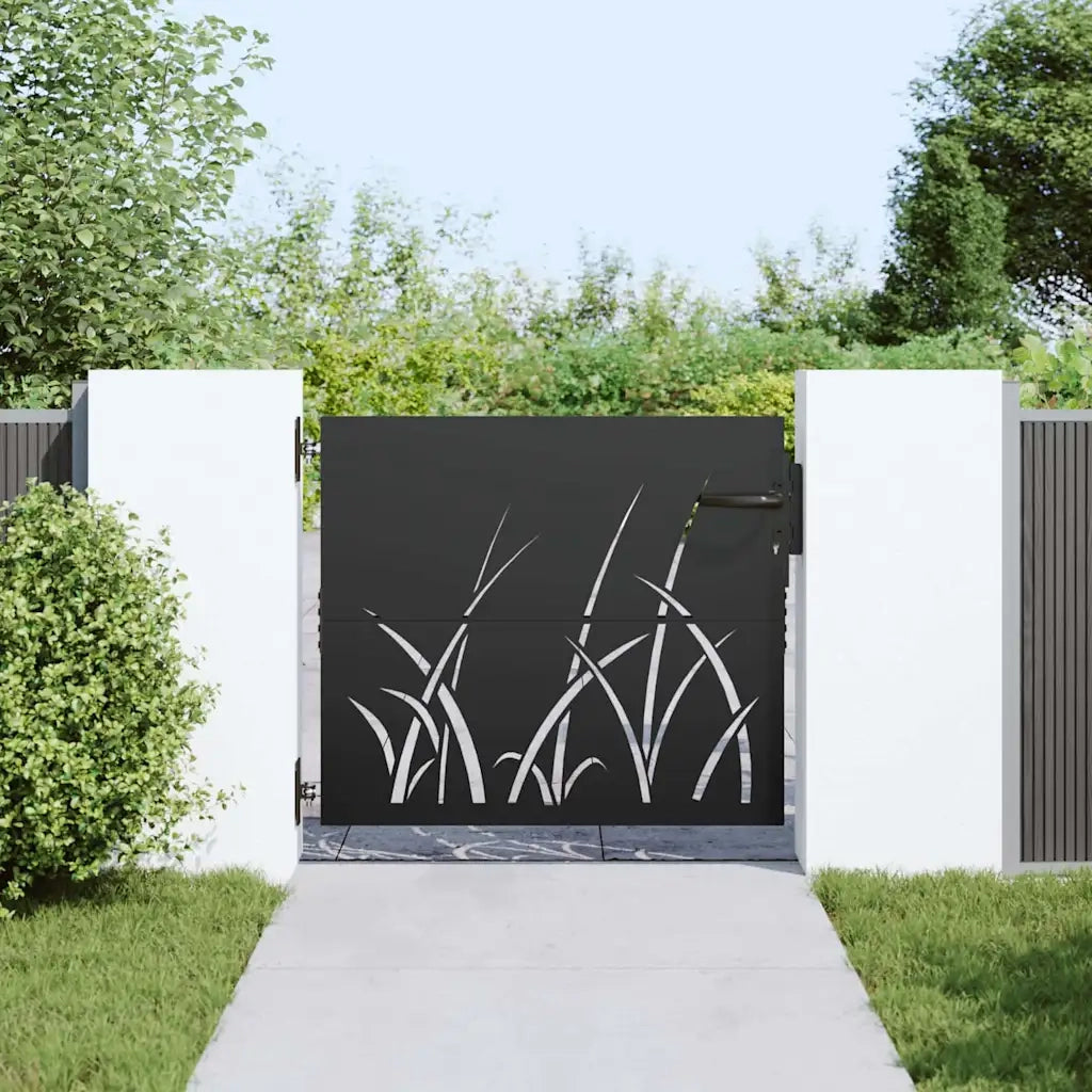 vidaXL Cancello da giardino con blocco Nero 105 x 100 cm