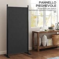 Paravento da Esterno a 3 Pannelli Pieghevole e Regolabile, in Poliestere e Metallo, 252x44x176 cm, Grigio Carbone