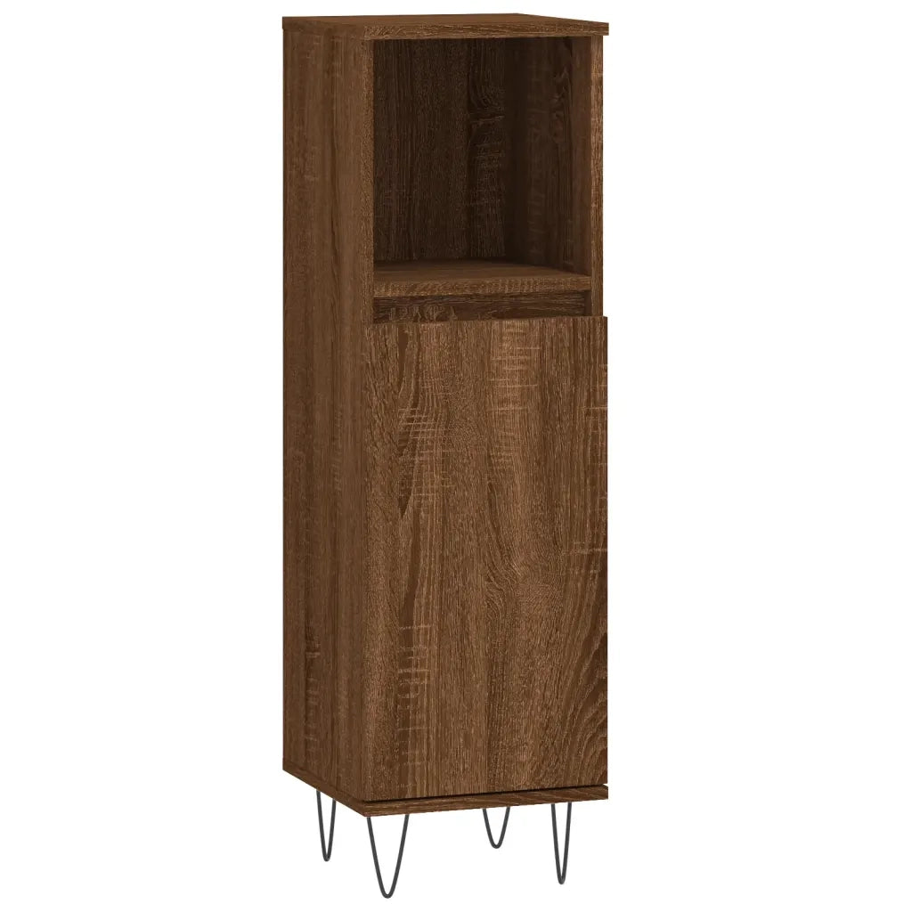 Armadietto Bagno Rovere Marrone 30x30x100 cm Legno Multistrato 831563