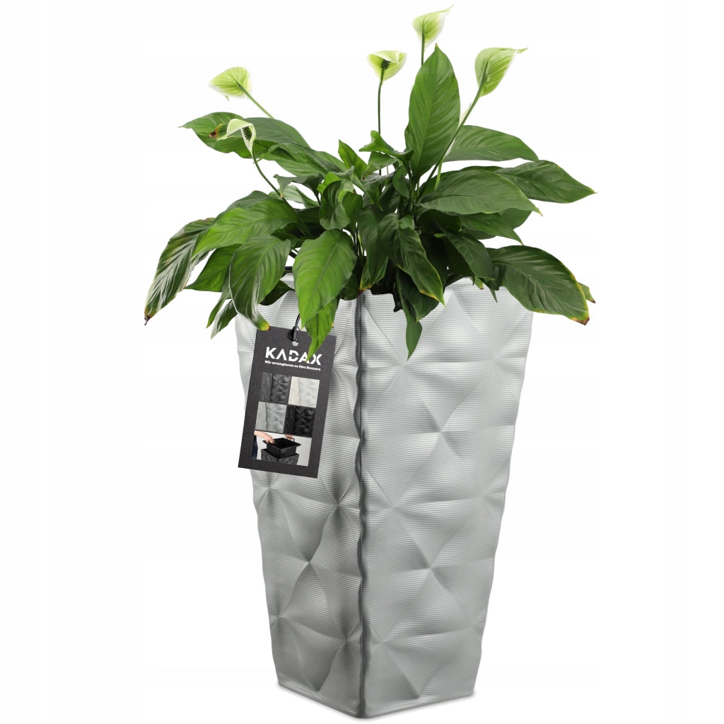 Vaso da giardino alto e grande KADAX con inserto per fiori, ideale per terrazze, 56 cm, grigio.