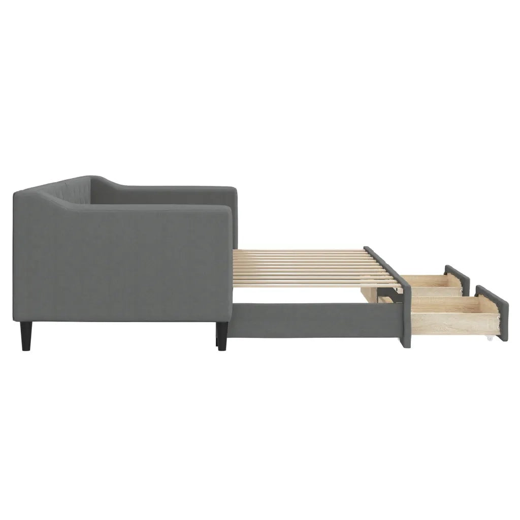 Divano Letto Estraibile Cassetti-Sofa Letto-Daybed Grigio Scuro 80x200cm Tessuto 616189