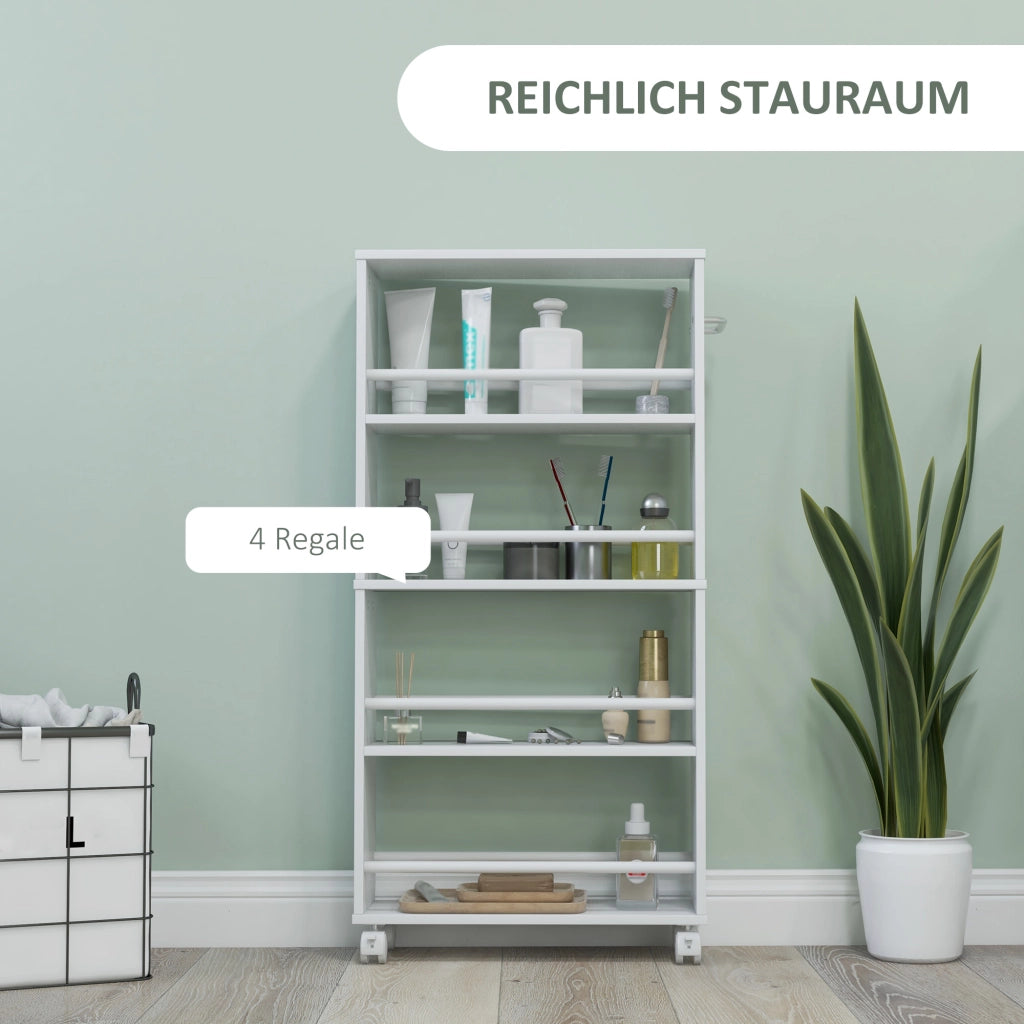 CARRELLO PORTAOGGETTI SOTTILE 45x15x91 cm Bianco in pannello truciolare