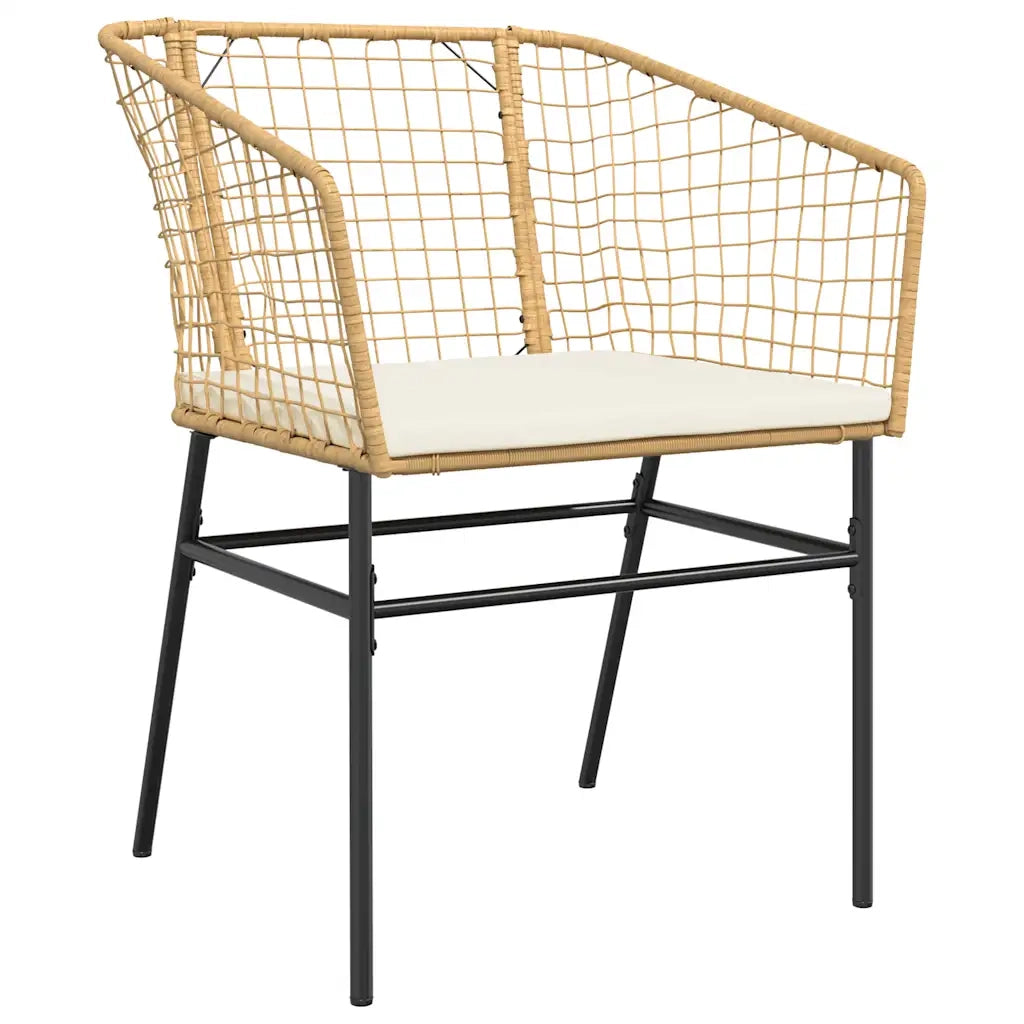 Set da Pranzo da Giardino 5pz con Cuscini Polyrattan Vetro