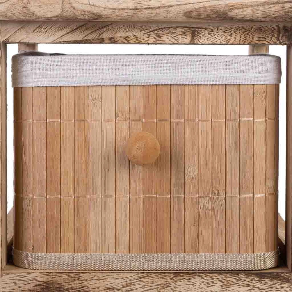 Cassettiera in legno con 3 cassetti in bambù foderati 26x32x63