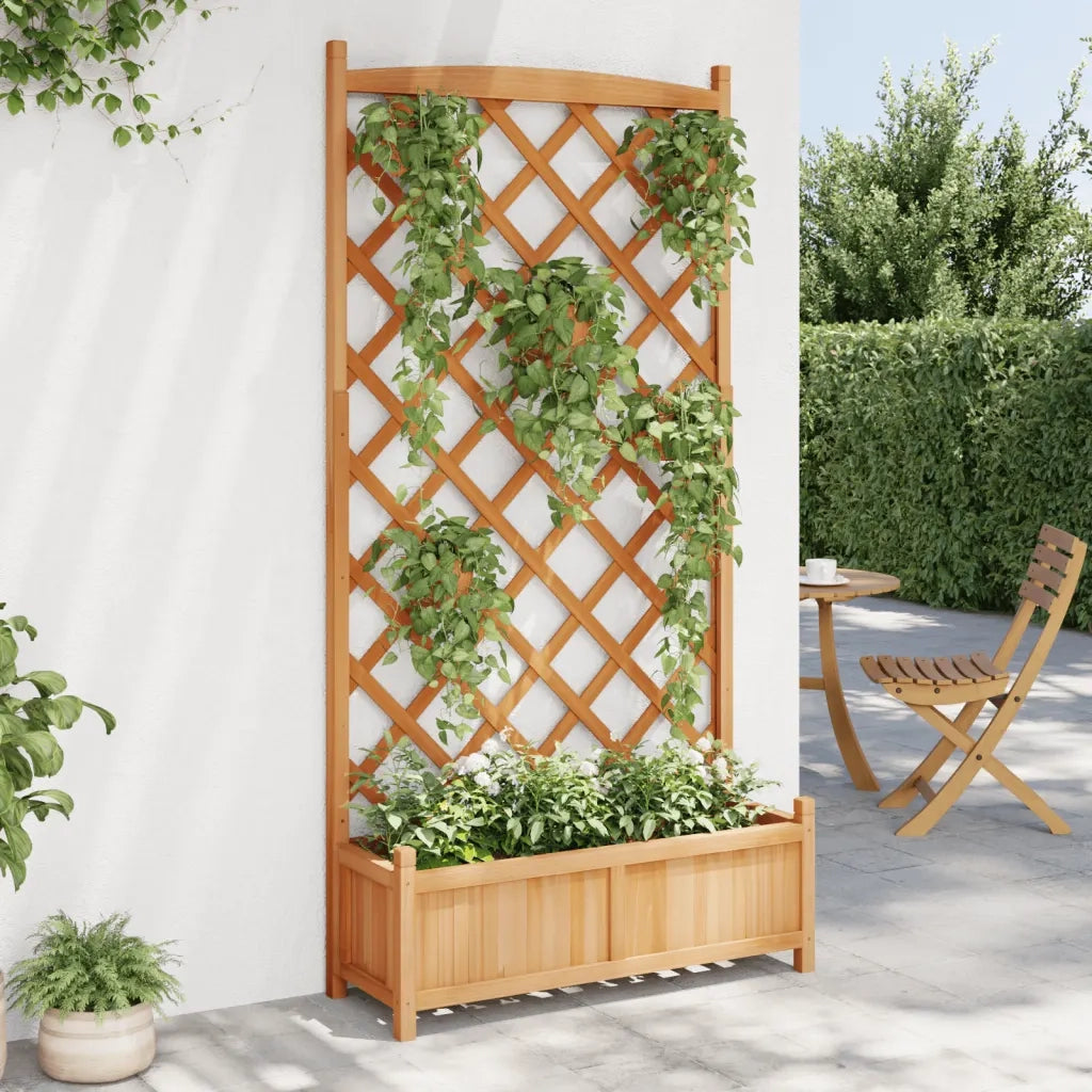 Fioriera con Traliccio Marrone 90x35x180 cm in Massello di Abete 365491