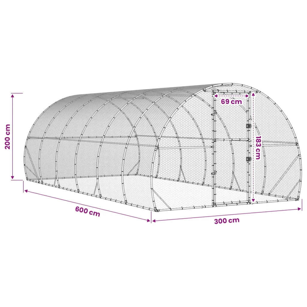 Pollaio Argento 600 x 300 x 200 cm Acciaio zincato 3434692