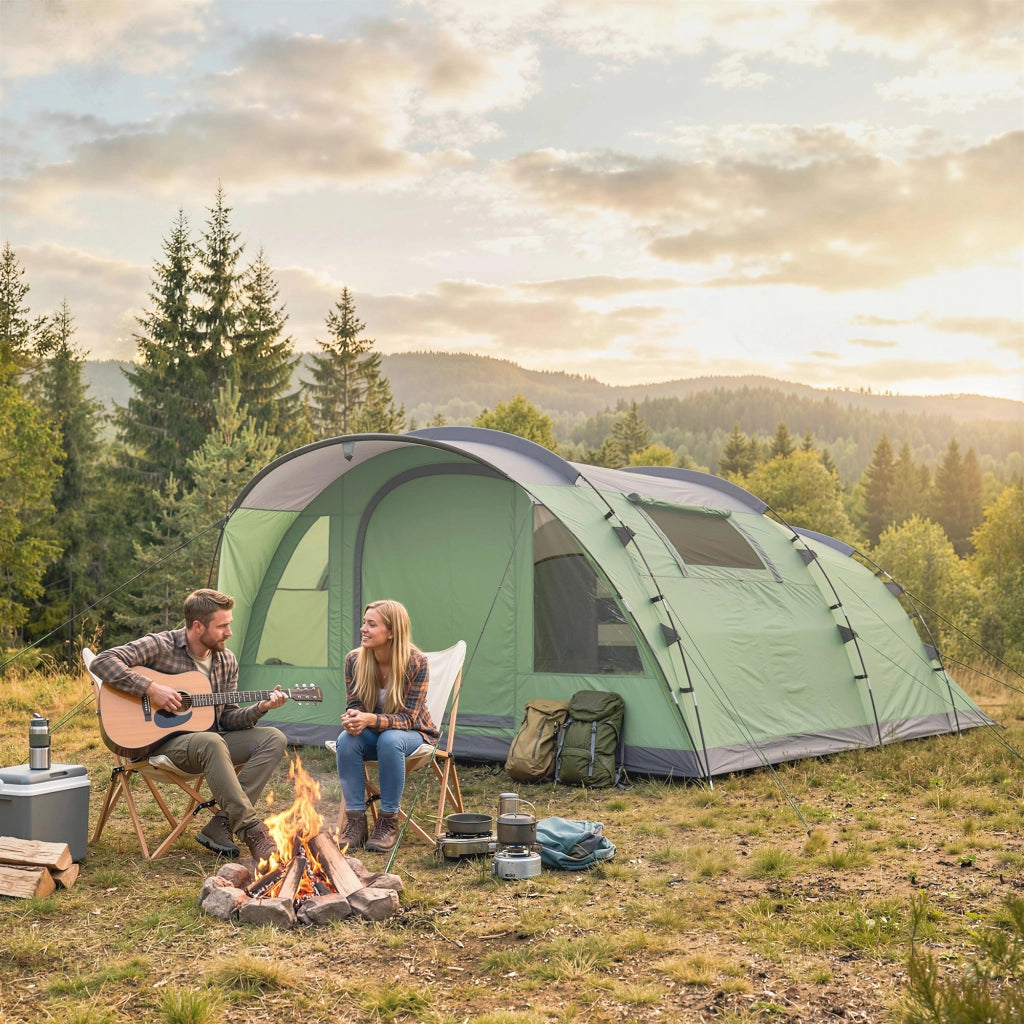 Tenda da Giardino Grande 5 Persone ¨C zephmum ¨C Verde con Finestre e Veranda