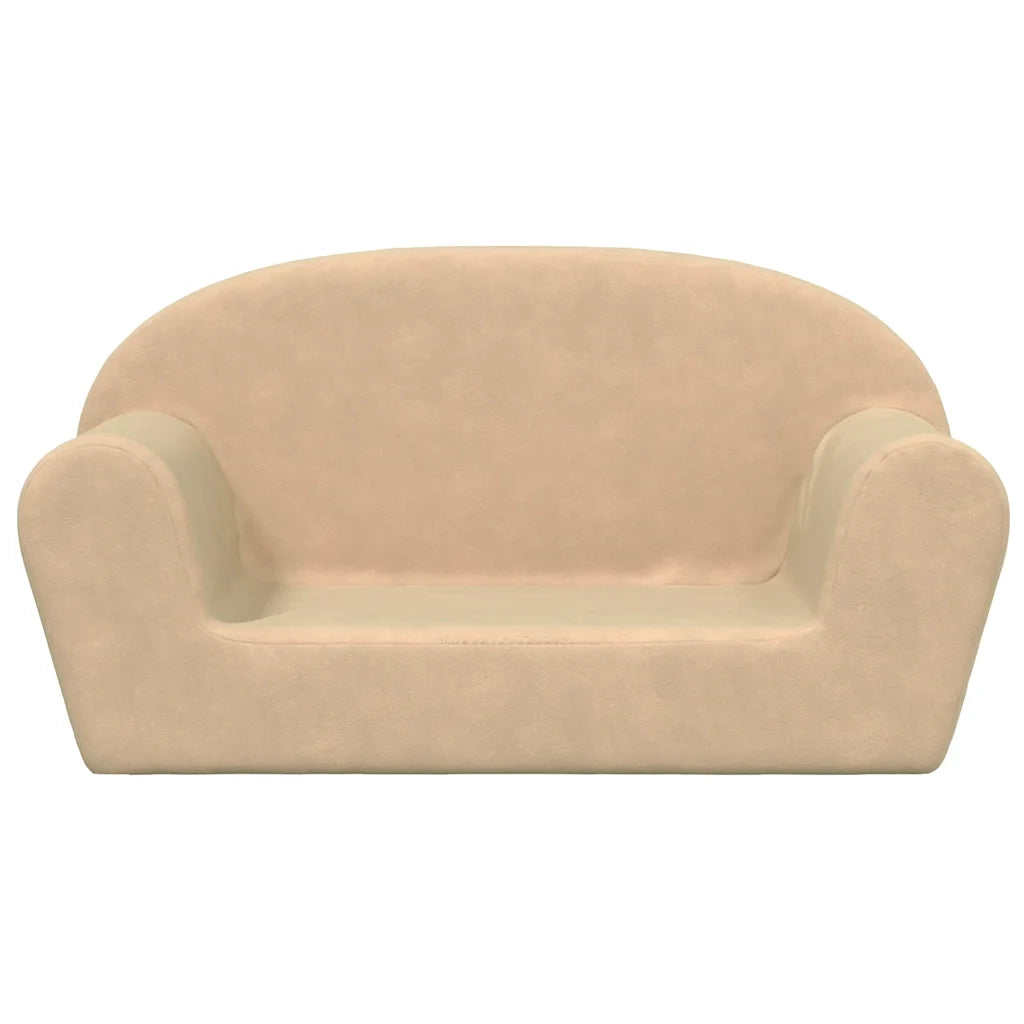 Divano per Bambini a 2 Posti-Sofa-Divanetto Crema in Morbido Peluche 425533