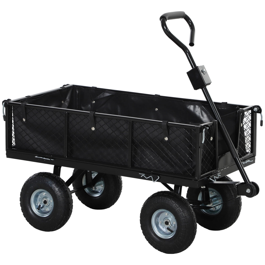 Carrello da Giardino con Ruote ¨C zephmum ¨C Nero 105x51x54 cm